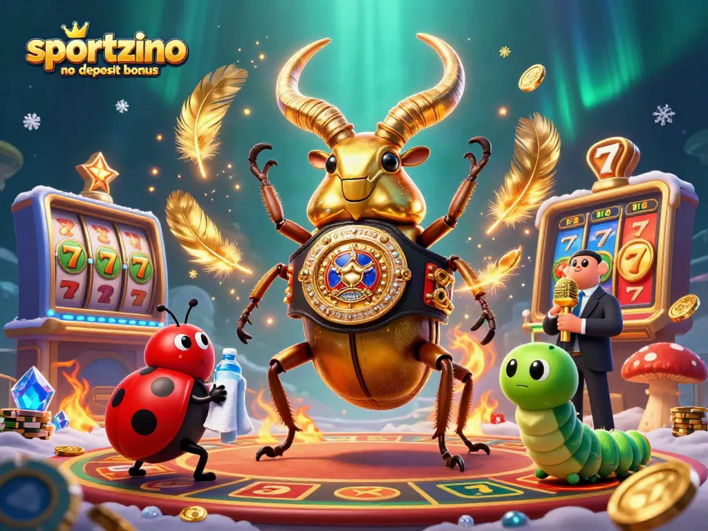 Engage with the thrilling sportzino no deposit bonus, showcasing golden stags and vibrant casino elements.