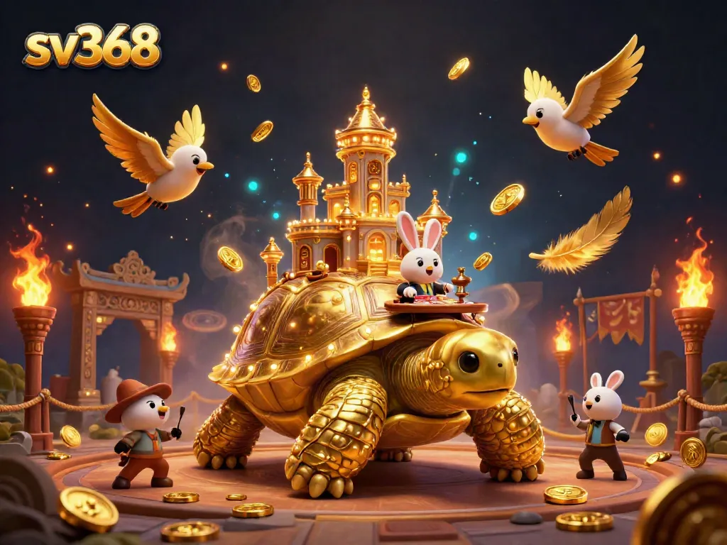 Experience thrilling betting action at sv368 with a vibrant casino scene featuring golden elements.