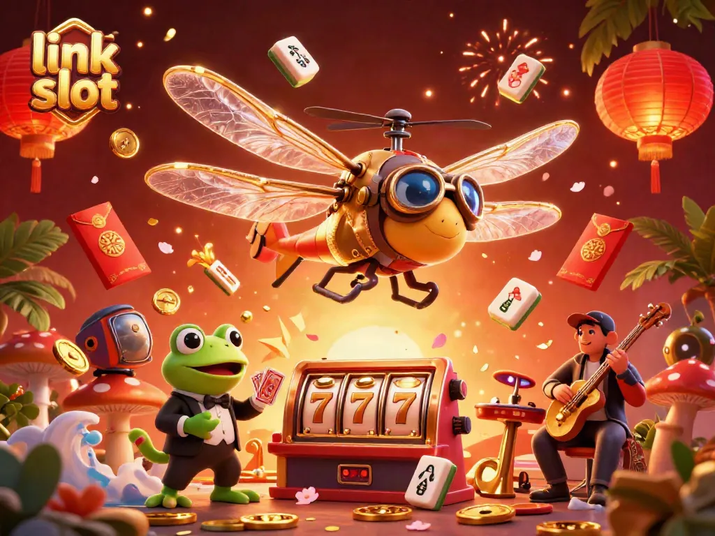 Experience the excitement with link slot as animated characters bring a lively casino atmosphere to life.