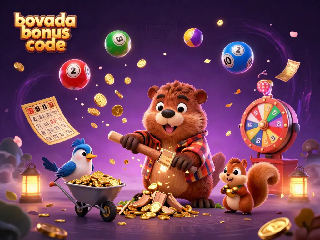 Play with the Bovada bonus code while winning golden coins in a vibrant 3D casino scene.