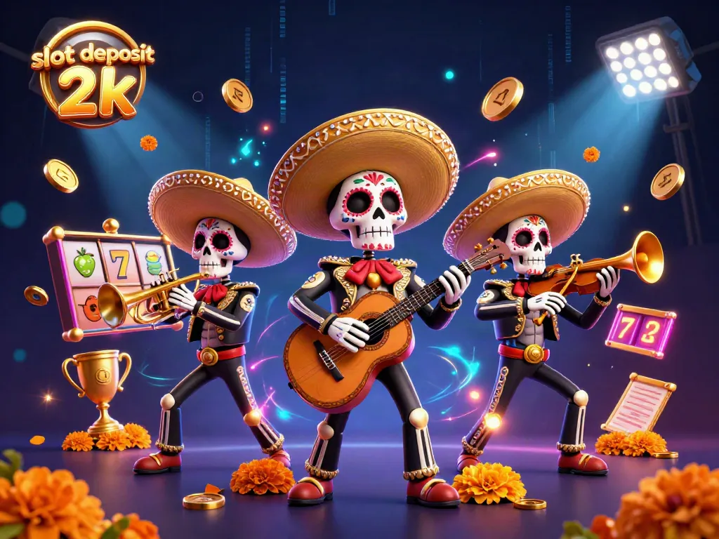 Experience thrilling gameplay with slot deposit 2k featured in a vibrant 3D scene of mariachi characters.