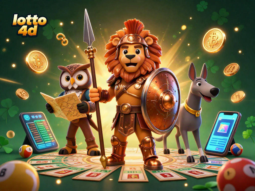 Engage with lottery 4d excitement in a dynamic scene showcasing characters and game elements.