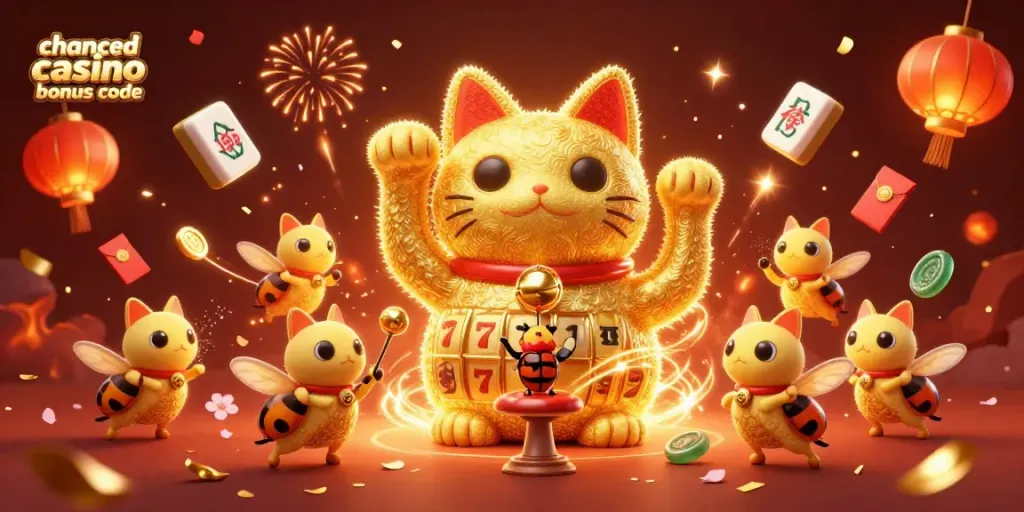 Experience the thrill of winning with the chanced casino bonus code featuring vibrant casino symbols and animated elements.