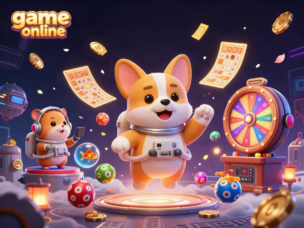 Experience thrilling game online action with floating astronauts, casino elements, and vibrant games.