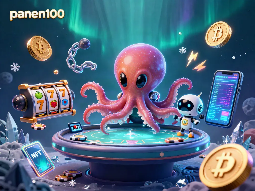 Experience panen100 with our 3D alien octopus dealing cards at a cosmic poker table.