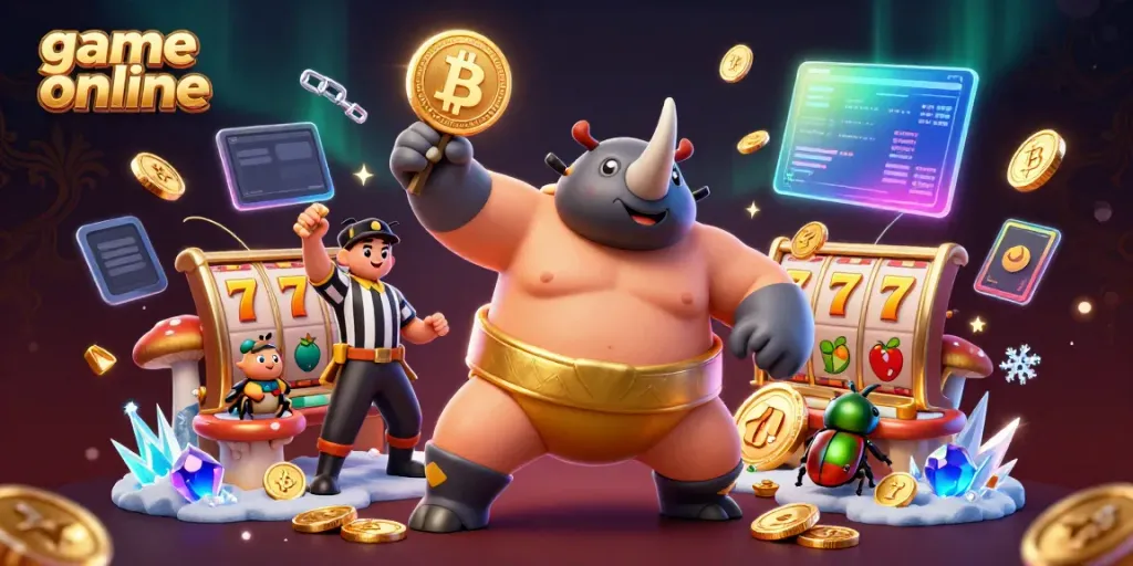 Experience thrilling game online action with a sumo beetle and glittering slot elements.