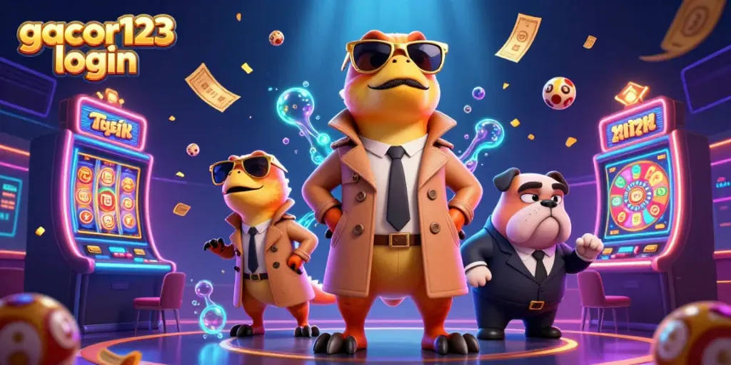 Experience the excitement of gacor123 login with anthropomorphic raptors in a casino setting after a thrilling lottery game.