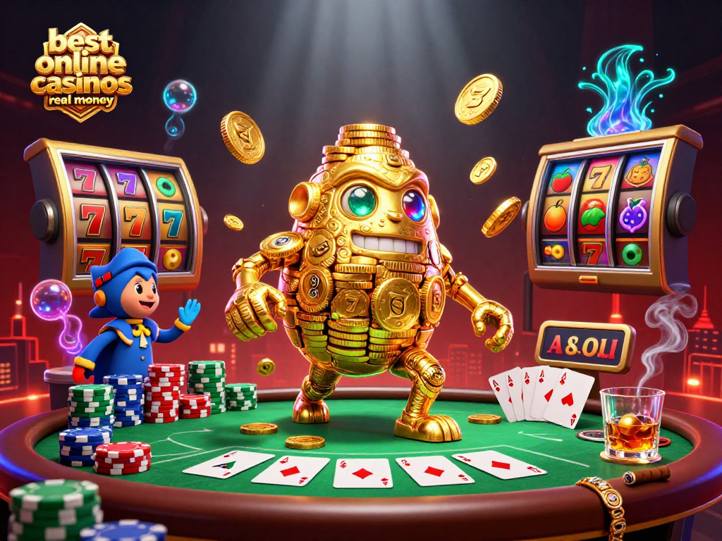 Engage with best online casinos real money through a vibrant 3D casino scene featuring dynamic poker elements.
