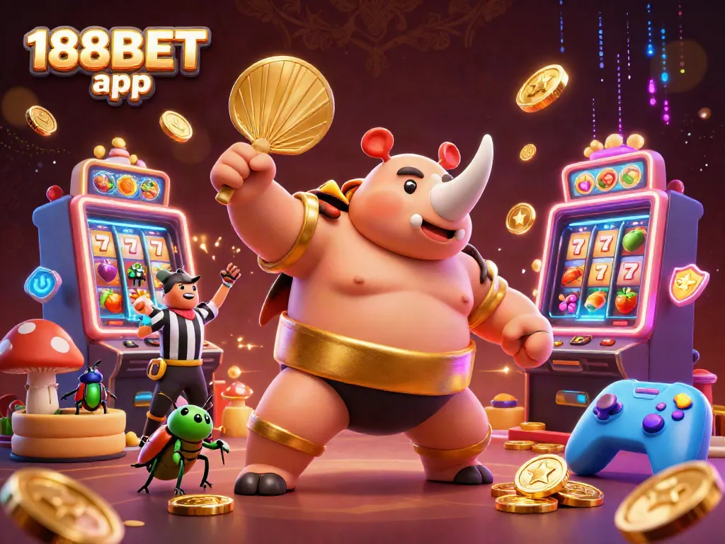 Experience the excitement of the 188BET app with vibrant slots and dynamic characters in action.
