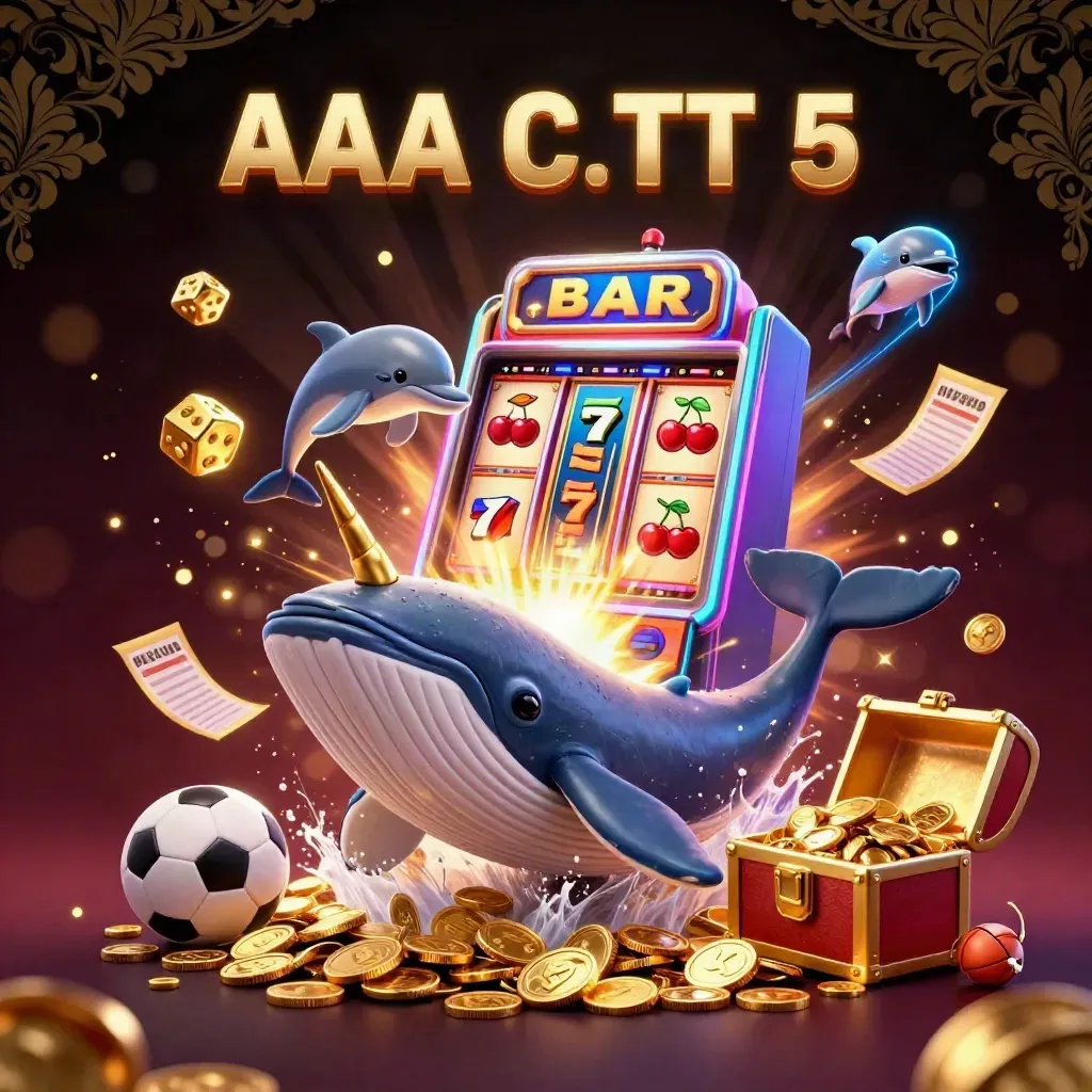 Captain whale, narwhal, and dolphins burst from coins amid a neon casino jackpot scene.