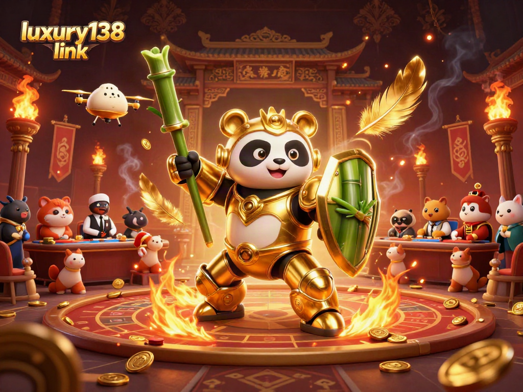 Melihat aksi spektakuler dalam arena kasino dengan panda emas dan robot bertempur di luxury138 link