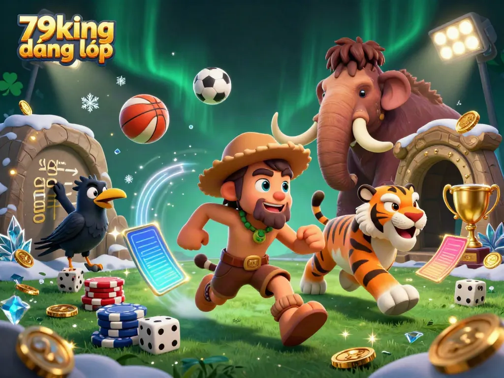 Experience the excitement of 79king đăng nhập with our vivid casino scene featuring prehistoric characters.