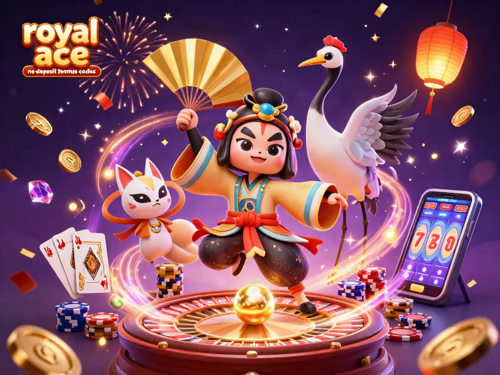 Spin and win with royal ace no deposit bonus codes featuring dynamic gaming action and colorful visual elements