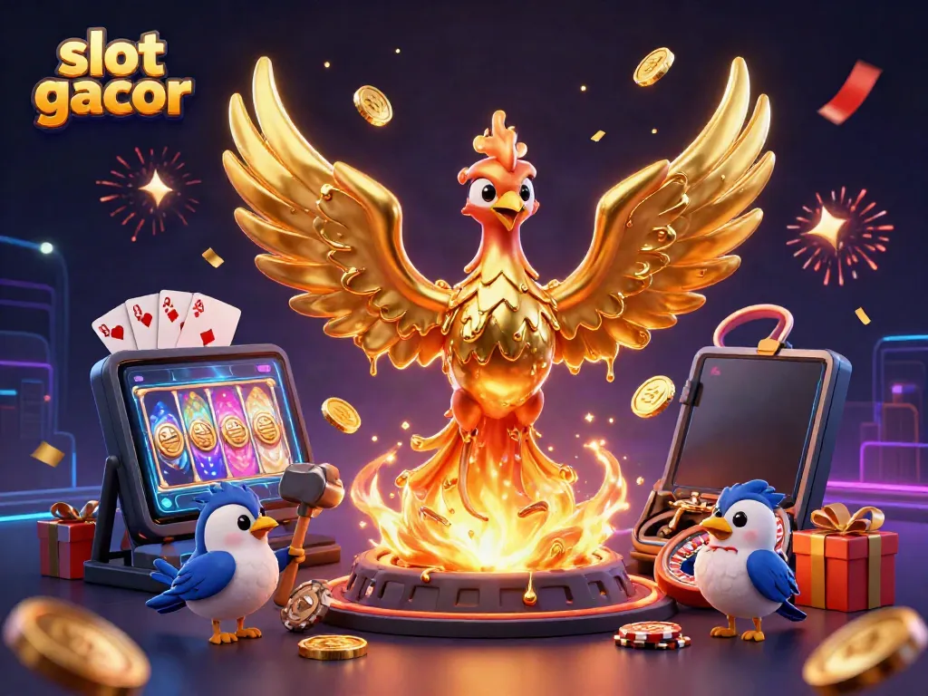 Meraih kemenangan dalam permainan slot gacor dengan karakter phoenix emas dan elemen kasino