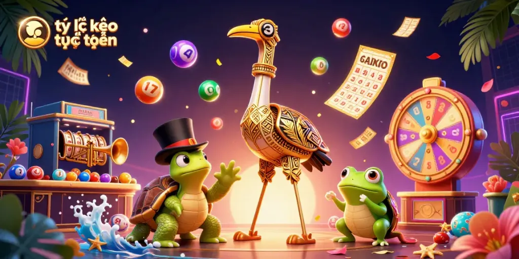 Engage with tỷ lệ kèo trực tuyến in an animated gambling scene with dynamic lottery elements.
