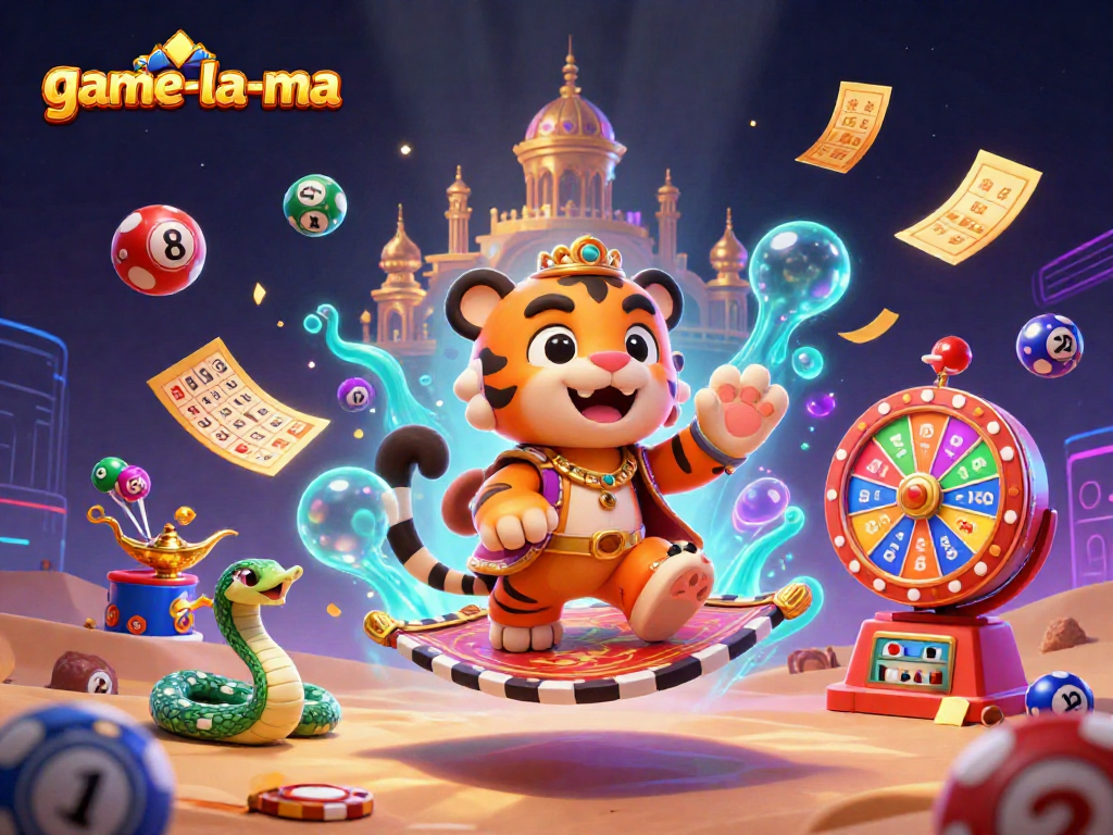 Engage with game-la-ma in this vibrant 3D illustration showcasing a lively casino adventure.