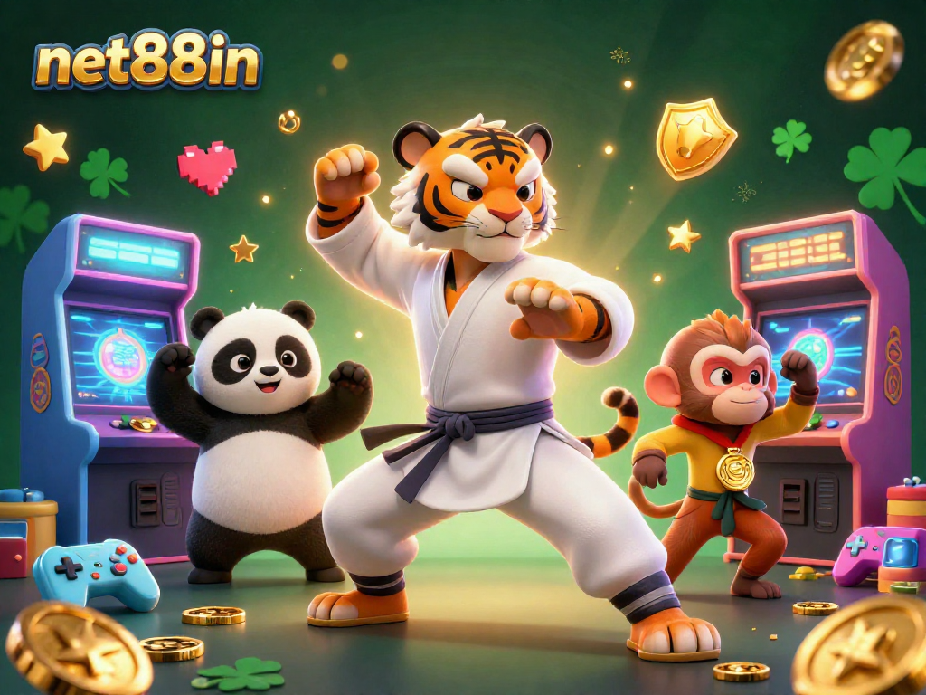Experience winning moments at net88in with this vibrant 3D illustration showcasing gaming mastery and adventure.