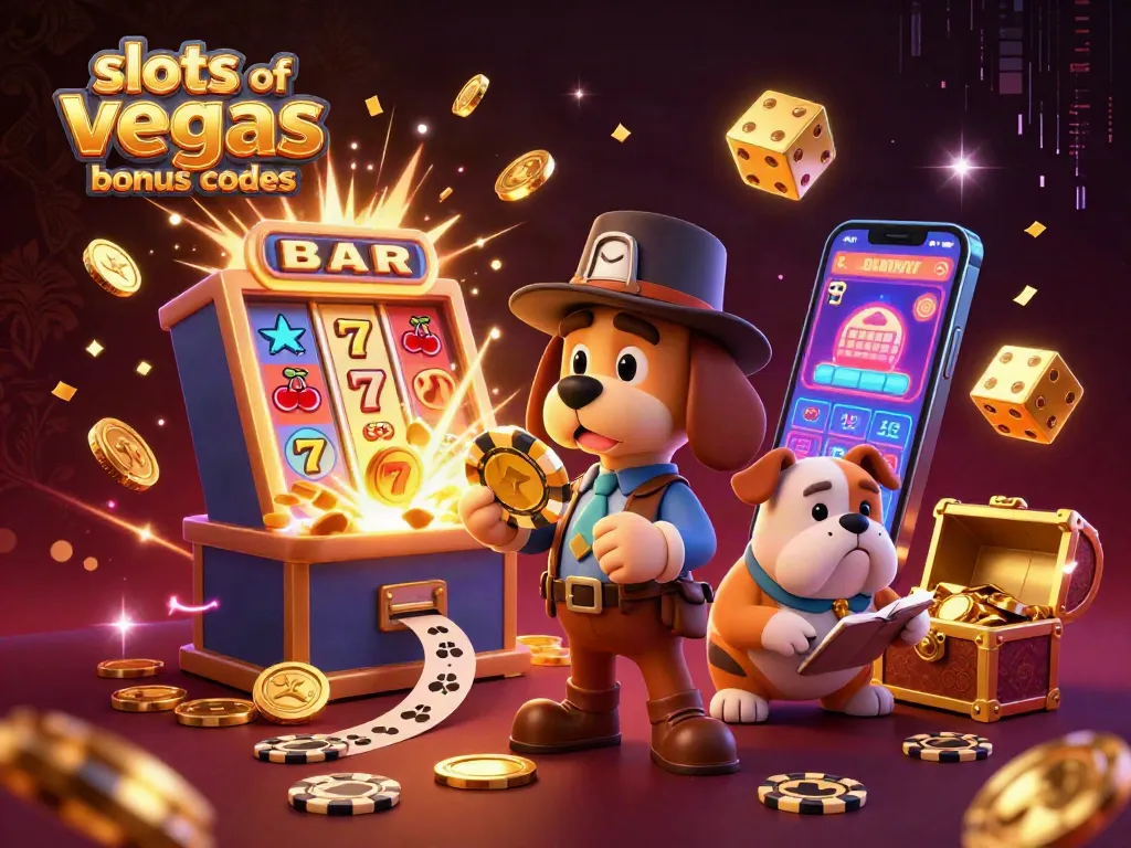 Discover exciting slots of vegas bonus codes with a thrilling casino adventure scene.