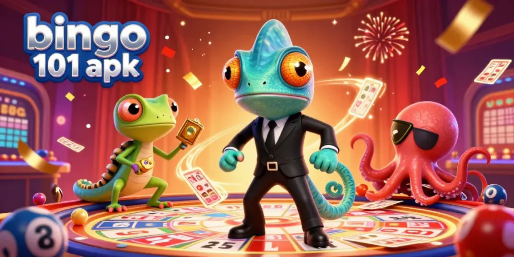 Experience bingo excitement with the bingo 101 apk in a vibrant casino scene filled with colorful prizes.
