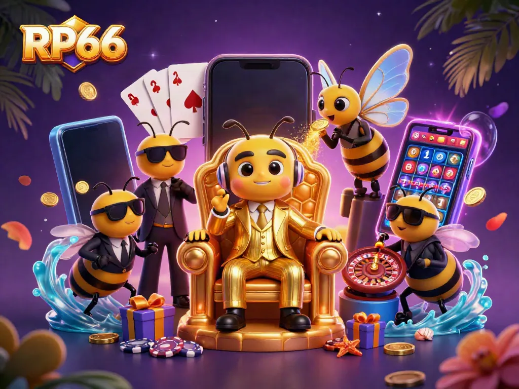 Experience RP66 with a cartoon mob boss and gaming elements in a vibrant 3D illustration.
