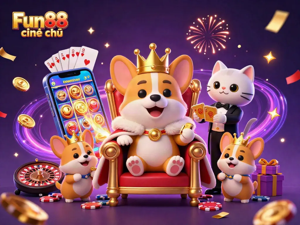 Experience Fun88 chính thức through a vibrant 3D casino scene filled with excitement and winning possibilities.