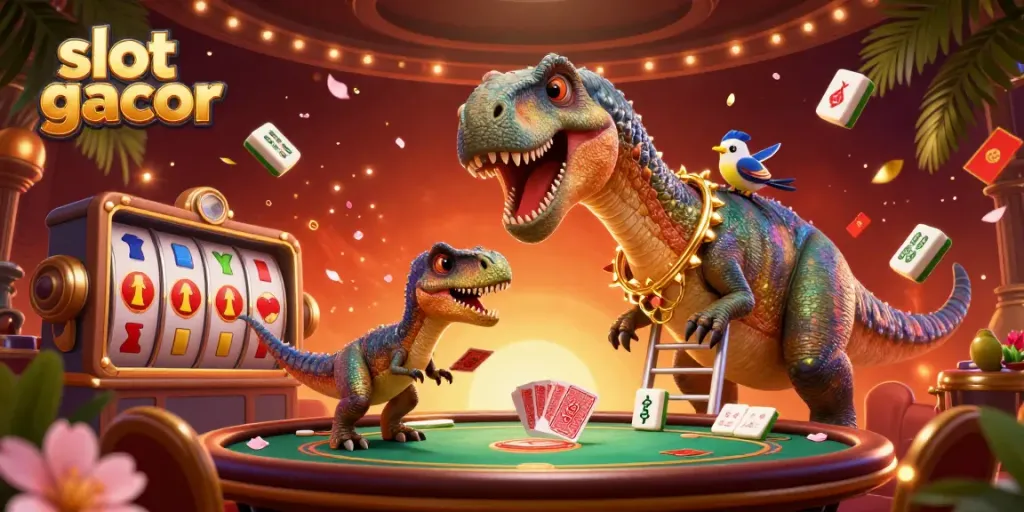 Experience thrilling game action in a vibrant casino with slot gacor elements, featuring unique characters.